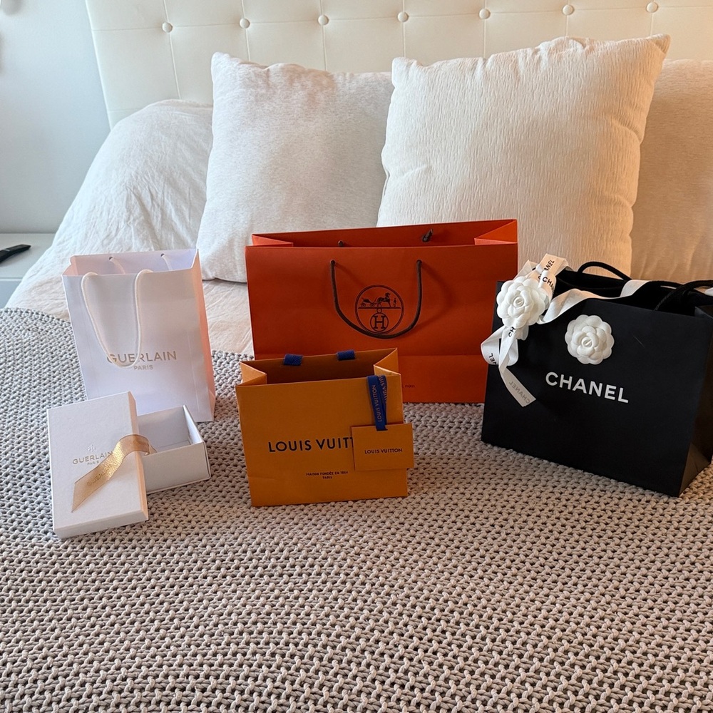 Shopping bag,Chanel,Louis Vuitton, Hermes, Guerlain